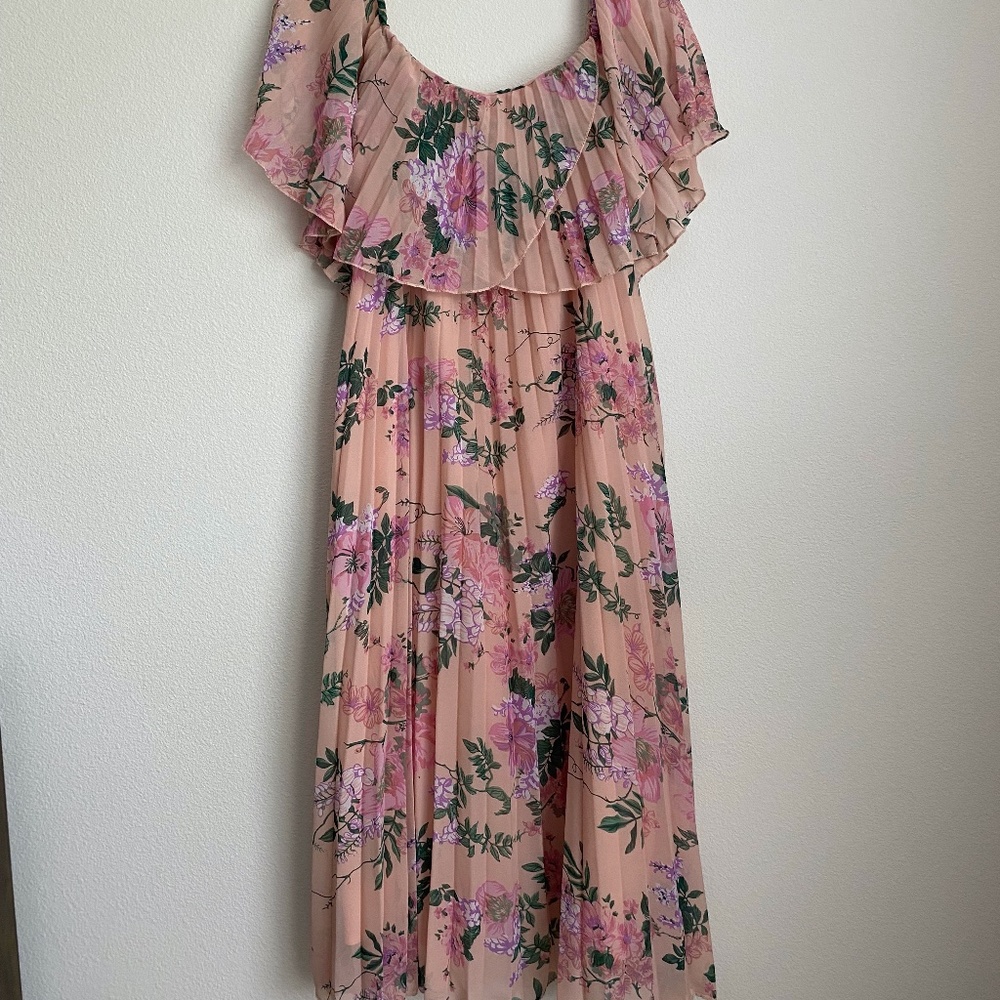 ASOS - SIZE 6 - Floral Maternity Off Shoulder Pleated Midi Dress